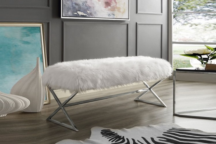 Luxury Bench (Peluş-Beyaz)